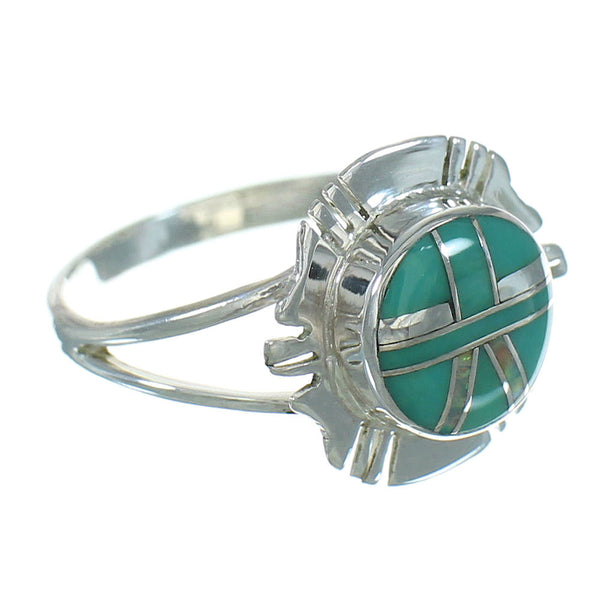 Turquoise And Opal Inlay Southwestern Silver Ring Size 5 WX73730
