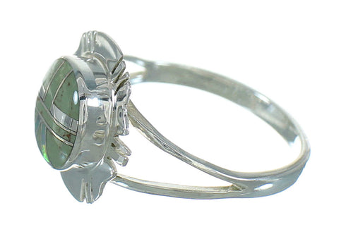 Silver Turquoise And Opal Inlay Southwest Ring Size 5 WX73747