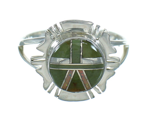 Silver Southwestern Opal And Turquoise Inlay Ring Size 6-1/2 WX73765