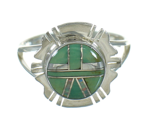Southwest Opal Turquoise Inlay Genuine Sterling Silver Ring Size 4-1/2 WX73767