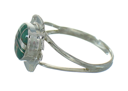 Opal Turquoise Inlay Southwestern Genuine Sterling Silver Ring Size 8-1/2 WX73778