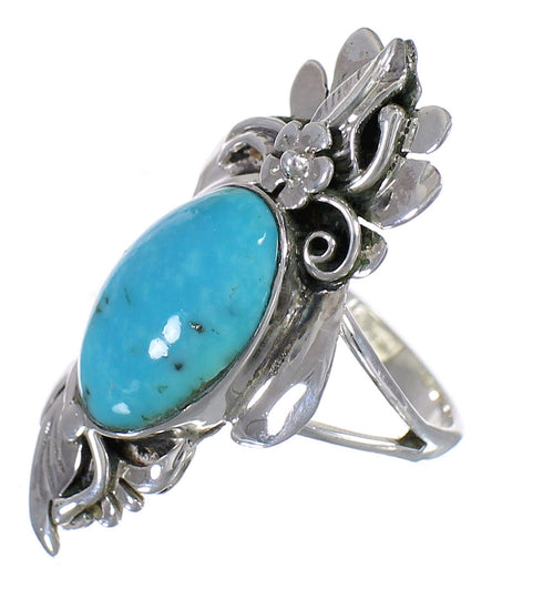 Turquoise Silver Southwest Flower Ring Size 4-1/2 YX79861