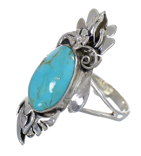 Turquoise And Sterling Silver Southwest Flower Ring Size 5-1/2 YX79875