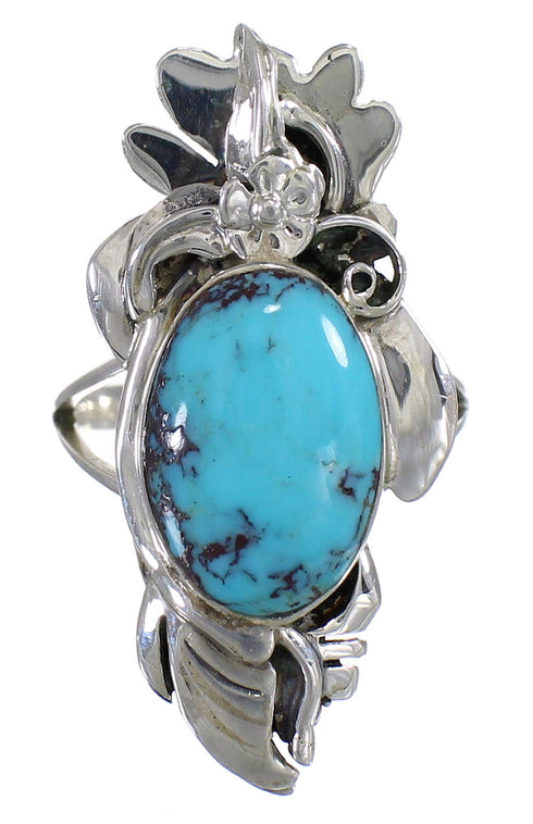 Southwest Silver And Turquoise Flower Ring Size 4-1/2 YX79899