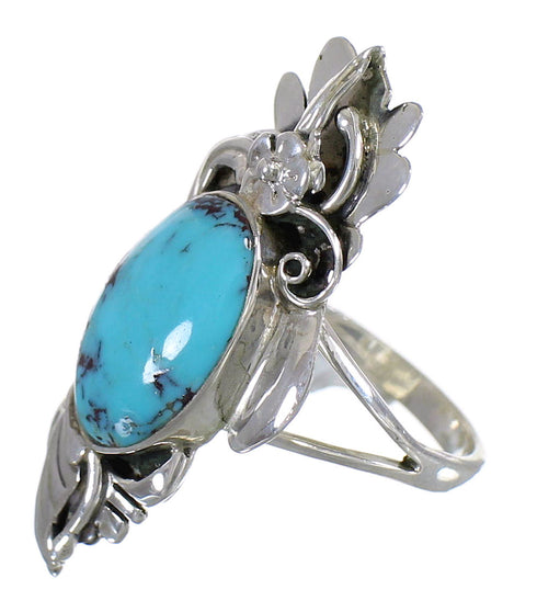 Southwest Sterling Silver And Turquoise Flower Ring Size 5-1/2 YX79903
