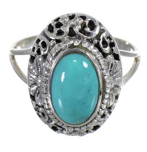 Southwestern Silver And Turquoise Ring Size 4-1/2 YX79927