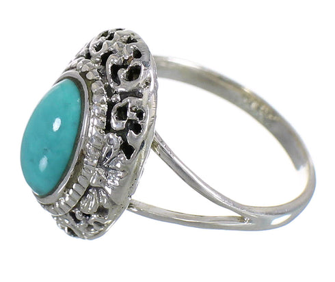 Southwestern Silver And Turquoise Ring Size 4-1/2 YX79927