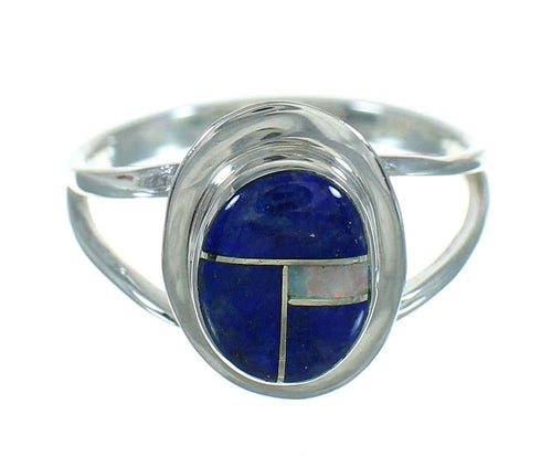 Genuine Sterling Silver Southwest Lapis Opal Ring Size 6-1/2 QX81550