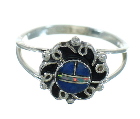 Lapis Opal Southwestern Sterling Silver Ring Size 4-1/2 QX81558