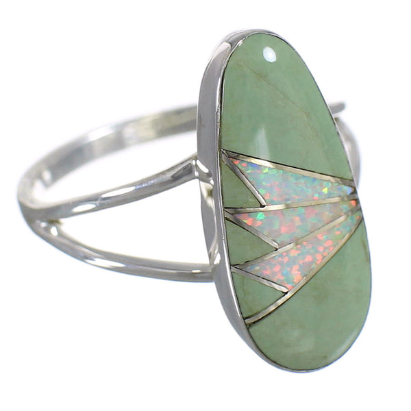 Sterling Silver Turquoise Opal Inlay Jewelry Ring Size 5 RX83153