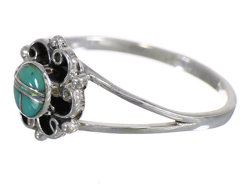 Southwestern Sterling Silver Turquoise And Opal Ring Size 4-1/2 RX83225