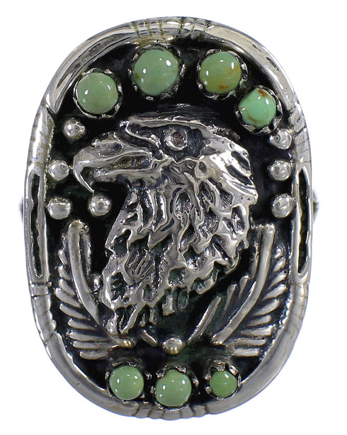 Sterling Silver Turquoise Southwest Eagle Ring Size 7-1/2 RX80365