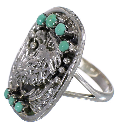Southwest Sterling Silver Eagle Turquoise Ring Size 4-1/2 RX80404