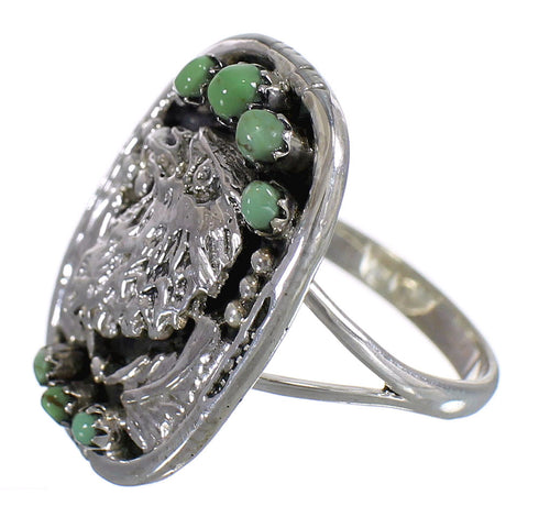 Genuine Sterling Silver And Turquoise Eagle Ring Size 7-3/4 RX80444