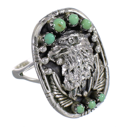 Sterling Silver Turquoise Southwest Eagle Ring Size 6-1/2 RX80479