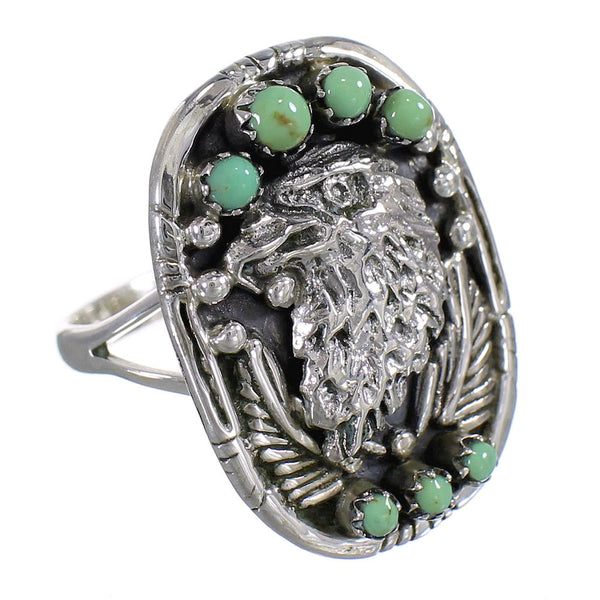 Turquoise Authentic Sterling Silver Eagle Ring Size 8 RX80489
