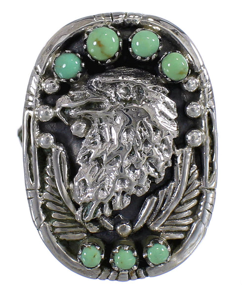 Turquoise Authentic Sterling Silver Southwestern Eagle Ring Size 5 RX80463