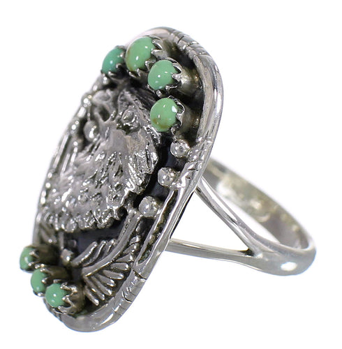 Sterling Silver Turquoise Southwest Eagle Ring Size 6-1/2 RX80479