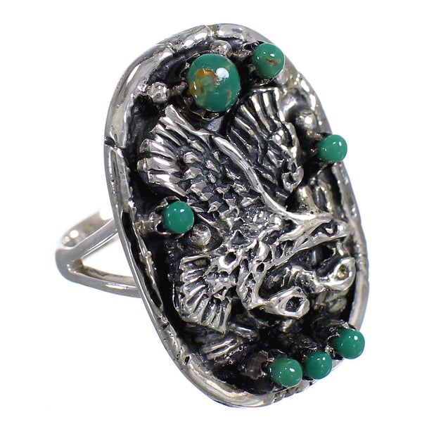 Southwest Sterling Silver And Turquoise Eagle Ring Size 4-1/2 RX80561