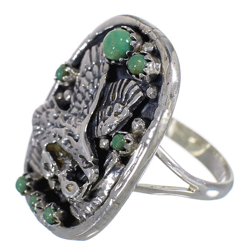 Genuine Sterling Silver Eagle Turquoise Ring Size 6-1/2 RX80581