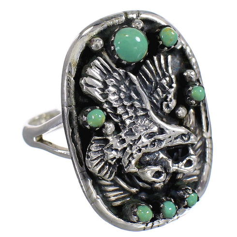 Turquoise Sterling Silver Eagle Ring Size 7-1/4 RX80603