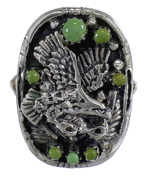 Authentic Sterling Silver Eagle Turquoise Ring Size 8-1/2 RX80674