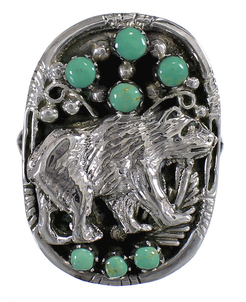 Sterling Silver Turquoise Bear Ring Size 4-1/4 RX80678