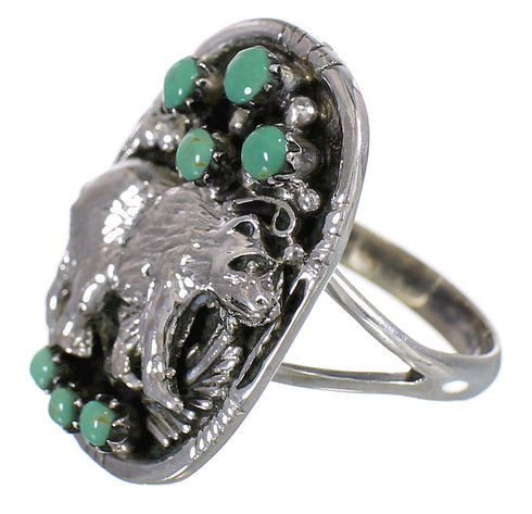 Sterling Silver Turquoise Bear Ring Size 4-1/4 RX80678