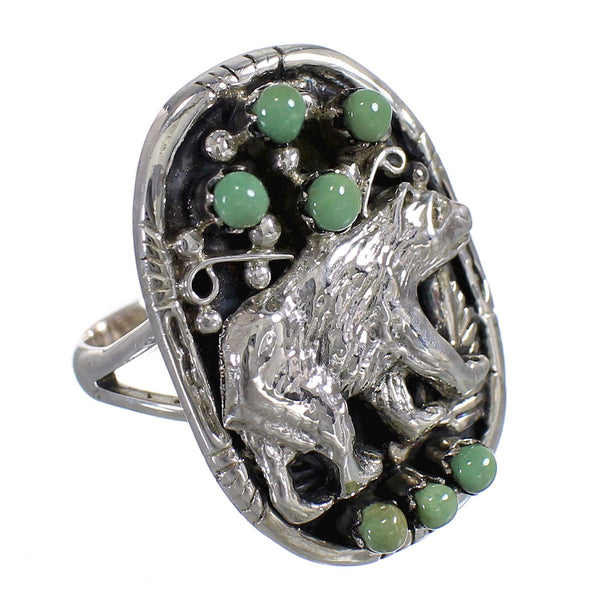 Genuine Sterling Silver And Turquoise Bear Ring Size 4-1/4 RX80844