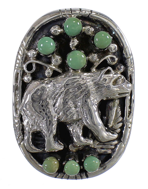 Genuine Sterling Silver And Turquoise Bear Ring Size 4-1/4 RX80844