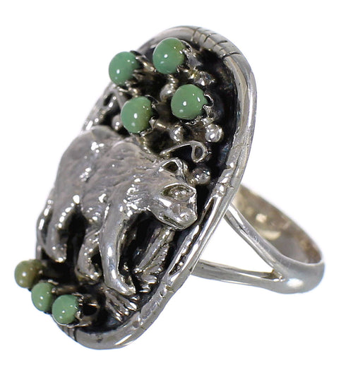 Genuine Sterling Silver And Turquoise Bear Ring Size 4-1/4 RX80844