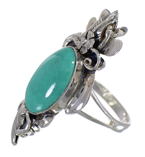 Silver And Turquoise Southwest Flower Ring Size 4-1/2 YX73703