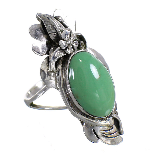 Silver And Turquoise Jewelry Flower Ring Size 6-1/2 YX73757