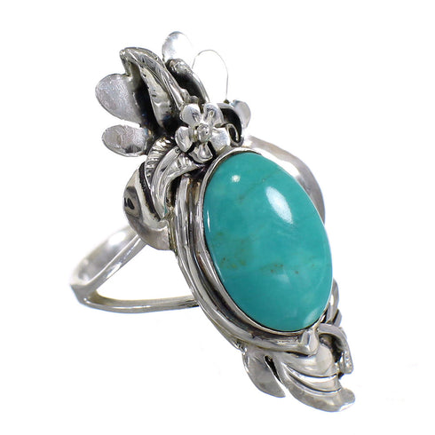 Sterling Silver Turquoise Southwestern Jewelry Flower Ring Size 5 YX73766