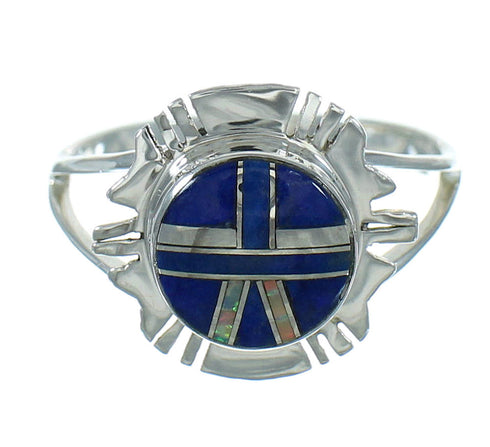 Southwest Lapis Opal Genuine Sterling Silver Ring Size 7-1/2 QX80214
