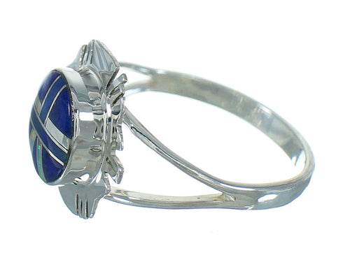 Southwestern Genuine Sterling Silver Lapis Opal Ring Size 5 QX80204