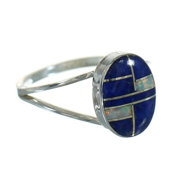 Lapis Opal Southwest Silver Ring Size 4-1/2 QX80109