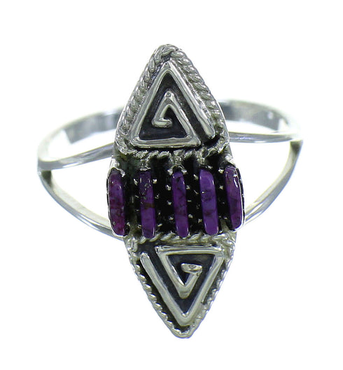 Silver Magenta Turquoise Needlepoint Southwest Ring Size 7 YX67082