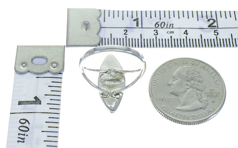 Southwestern Needlepoint Magenta Turquoise And Sterling Silver Water Wave Ring Size 4-3/4 YX67075