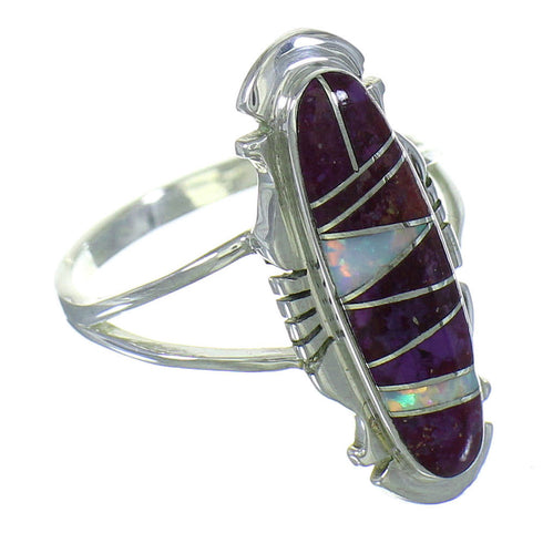 Sterling Silver Magenta Turquoise Opal Southwest Ring Size 5-1/2 YX81913