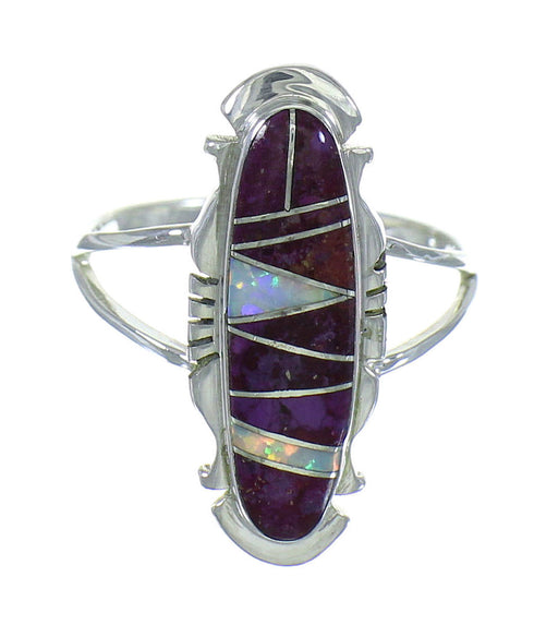 Silver Magenta Turquoise Opal Southwest Ring Size 4-3/4 YX81899