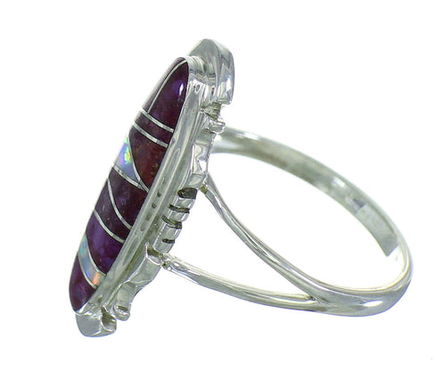 Silver Magenta Turquoise Opal Southwest Ring Size 4-3/4 YX81899