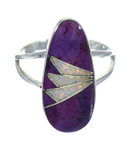 Sterling Silver Opal And Magenta Turquoise Southwest Ring Size 4-1/2 YX81952