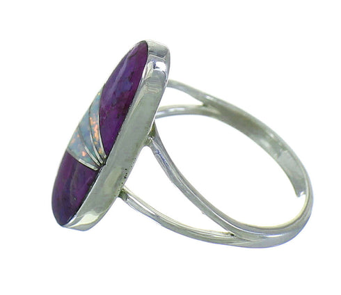 Magenta Turquoise Opal Silver Southwestern Ring Size 5-3/4 YX81963