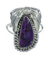 Southwest Authentic Sterling Silver And Magenta Turquoise Flower Ring Size 8 YX67322