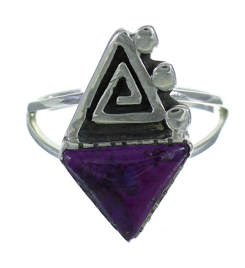 Genuine Sterling Silver Water Wave And Magenta Turquoise Southwest Ring Size 7 YX67335