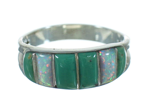 Southwestern Silver Turquoise And Opal Ring Size 5-1/2 YX68840