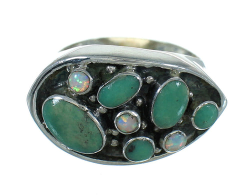 Genuine Sterling Silver Opal And Turquoise Southwest Ring Size 8 YX68905