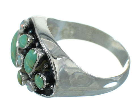 Southwest Silver Opal And Turquoise Jewelry Ring Size 7-1/4 YX68925