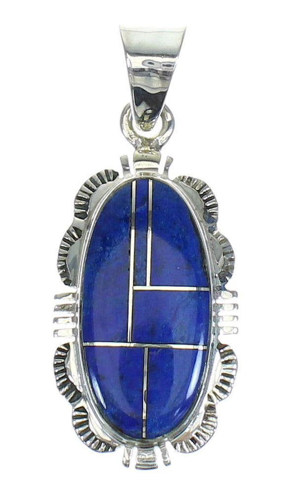 Southwest Sterling Silver Lapis Inlay Pendant QX68484